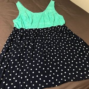 Teal and blue/white dress